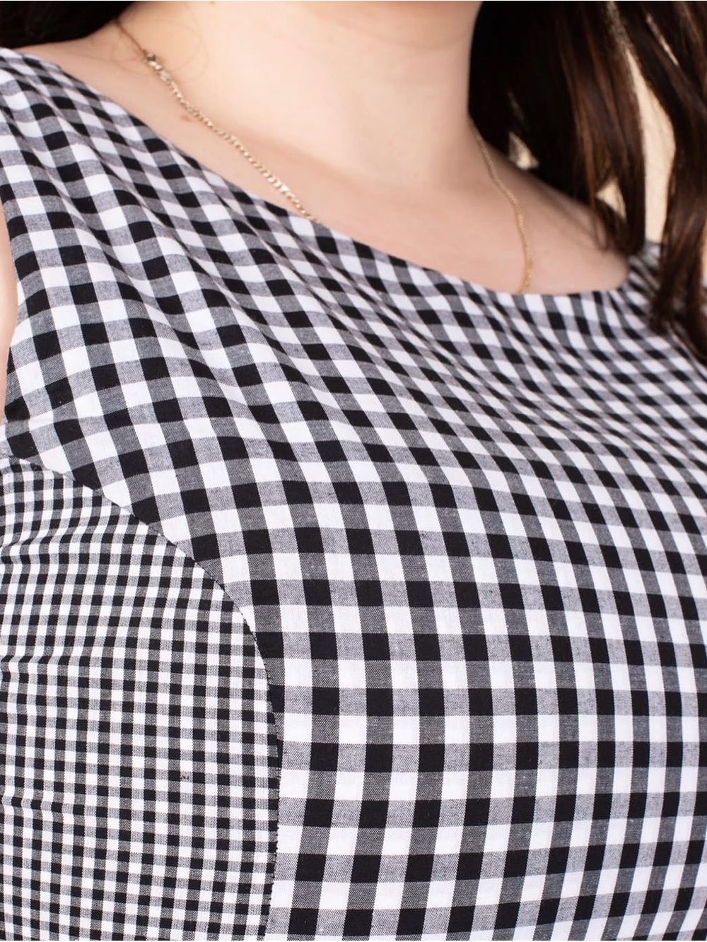 Tuesday of California Pinafore Dress in Black & White Gingham - Size Medium - Picture 6 of 10